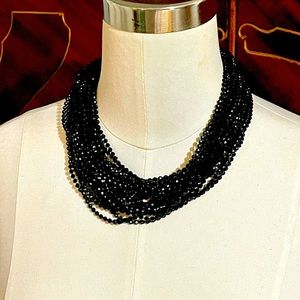 Antique Multi Strand Black Mourning Necklace